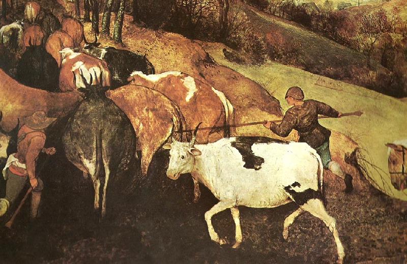 Pieter Bruegel detalj fran hjorden drives drives hem,oktober eller november Sweden oil painting art